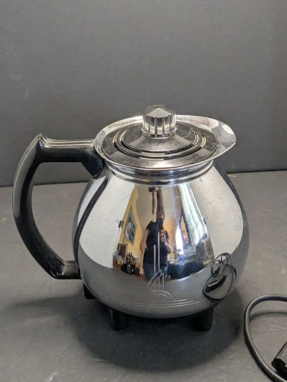 Vtg. Sunbeam Coffeemaster C30-A Electric Vacuum Coffee Pot Base Art Deco Chrome